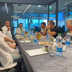 MK Yitzchak Pindrus visits Chaim V'Chessed offices in the early years